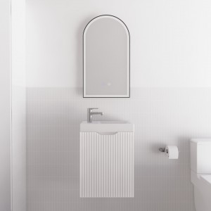 Vienna Matte White Fluted Wall Hung Mini Vanity 450